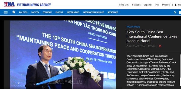 VIETNAM NEWS AGENCY: “12TH SOUTH CHINA SEA INTERNATIONAL CONFERENCE TAKES PLACE IN HANOI”